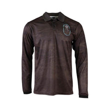 Load image into Gallery viewer, Men's Cyclone Sublimated Polo in dark brown, lightweight and breathable with UPF50+ sun protection.