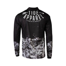 Load image into Gallery viewer, Back view of Tide Apparel Men's Rain Jersey featuring a stylish logo and water-inspired design.