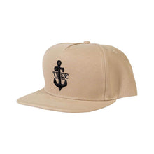 Load image into Gallery viewer, Tide Apparel Men's Anchor Snapback Cap in beige with black anchor logo, perfect for outdoor activities and casual wear.