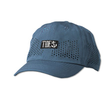 Load image into Gallery viewer, Performance navy fishing cap with breathable mesh panels and adjustable closure for comfort and sun protection.
