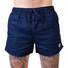 Load image into Gallery viewer, Navy shorts for men with zip pockets, perfect for casual wear and outdoor activities, showcasing a comfortable fit.