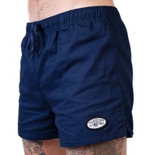Load image into Gallery viewer, Navy Yabbies shorts for men with zip pockets, perfect for outdoor adventures and fishing trips.