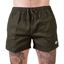 Load image into Gallery viewer, Olive Yabbies shorts for men with elastic waist and zip pockets, ideal for fishing and casual outings.