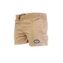 Load image into Gallery viewer, Khaki Yabbies shorts for men with zip pockets, perfect for outdoor activities and fishing, in stylish khaki color.