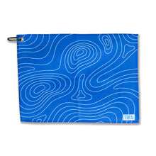 Load image into Gallery viewer, Contour Multi-Purpose Towel in blue with wave pattern, ideal for fishing, boating, and outdoor activities.