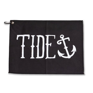 Logo Multi-Purpose Towel featuring 'TIDE' and anchor design, perfect for fishing and outdoor activities.