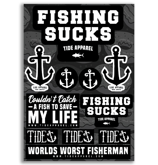 Fishing Sucks A4 Sticker Sheet